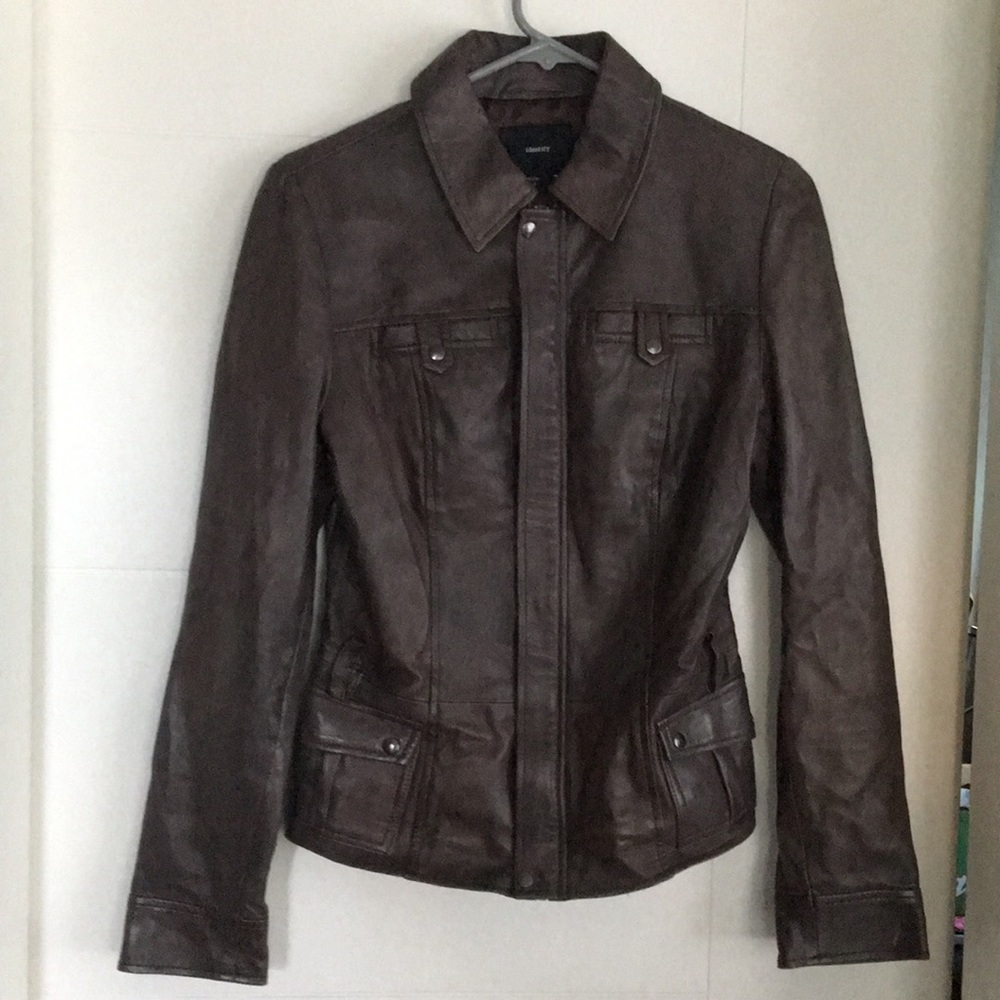 Pale brown Identify leather jacket. Sized 2
